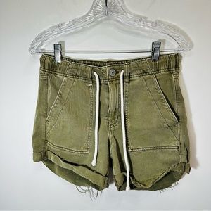 American Eagle Elastic Waist Green Denim Shorts High Rise